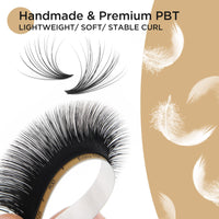 LASHVIEW 1S Fast Fan Silk Individual Eyelash Extensions 0.07mm Thickness M Curl 8mm Length Handmade Semi-permanent Auto-Fan Volume Eyelashes For Professional Salon Use