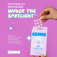 BEAME Under The Spotlight™ UV Skin Detection Stickers - Smart UV Sensing Stickers That Show When To Reapply - Water-Resistant & UV Protection Stickers - Skin-Safe, Vegan & Cruelty-Free - 36-pack, 12mm