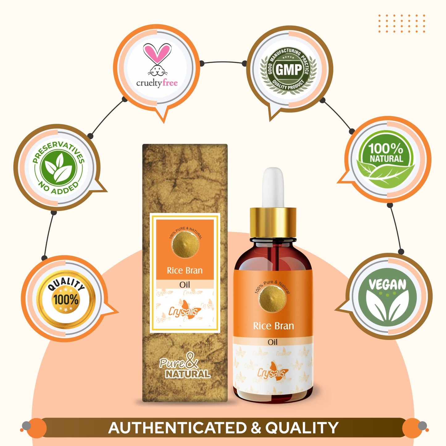 Crysalis Rice Bran (Oryza Sativa L.) Oil | Pure & Natural Undiluted Cold Pressed Carrier Oil - 30ml/1.01fl oz