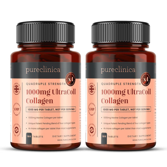 Pureclinica UltraColl Marine Collagen 1000mg x 180 Tablets (6 Months Supply). The only Patented Anti-Aging Collagen Types I, II, III, and VII.