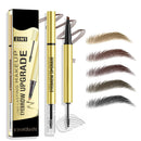 Oruagmel Eyebrow Pencil, Microblading Eyebrow Pen with 4 Fork Tip, 2-In-1 Dual-Ended Eye Brow Pencil with Gel, Precise Brush Create Natural Hair-Like Brows, Waterproof, Last All Day, Defined (Dark Brown)
