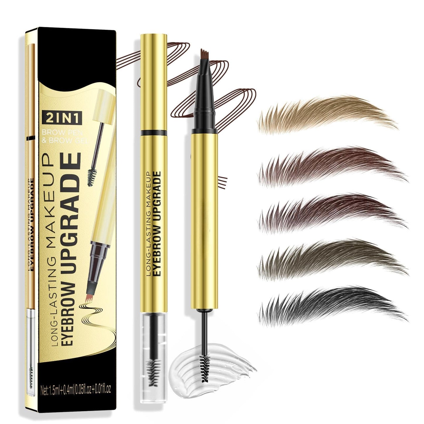 Oruagmel Eyebrow Pencil, Microblading Eyebrow Pen with 4 Fork Tip, 2-In-1 Dual-Ended Eye Brow Pencil with Gel, Precise Brush Create Natural Hair-Like Brows, Waterproof, Last All Day, Defined (Dark Brown)