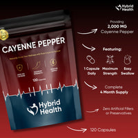 Mystic Nature Hybrid Health Cayenne Pepper 2,000mg - 4 Months Supply, 120 Capsules, High Strength Capsicum Extract, Cayenne Pepper Capsules, Vegan Non-GMO Formula