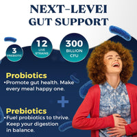 Joiavvy 300 Billion CFU Probiotics & Prebiotics Culture Complex for Gut Health, High Strength 12 Multi Strains, Added 3 Prebiotics, Digestive Probiotics Supplement for Men & Women, 120 Vegan Capsules