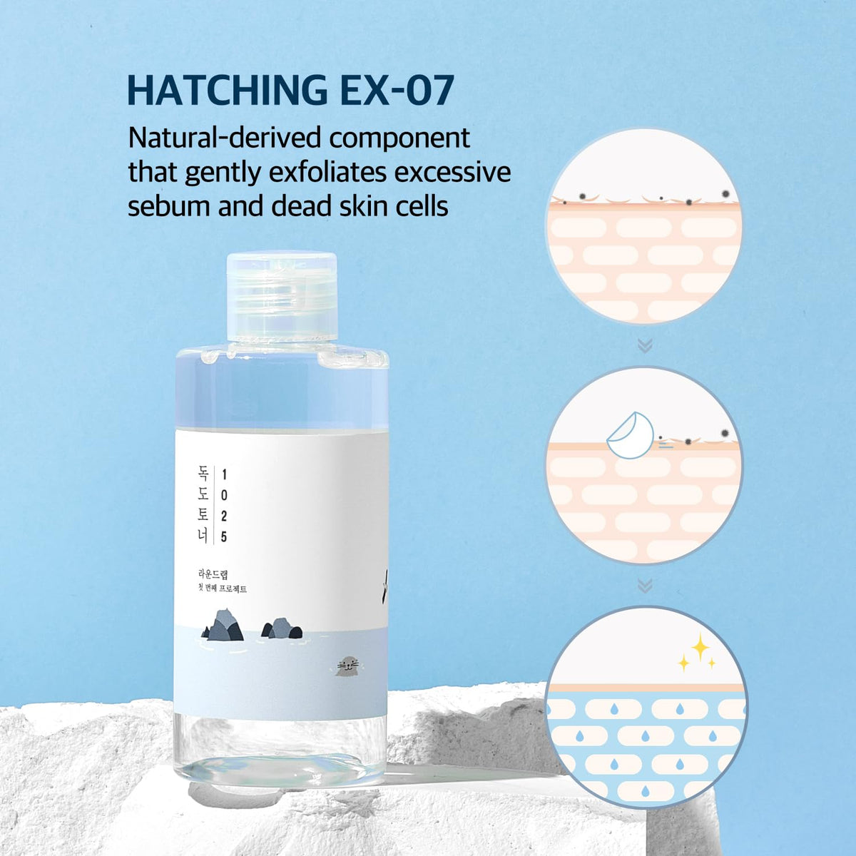 ROUND LAB 1025 Dokdo Toner (100ml), Oil Control and Reduces Excess Sebum, Gentle Exfoliating Facial Toner, Deep Sea Water for Moisturization, Soft Finish Without Stickiness, Korean Skin Care