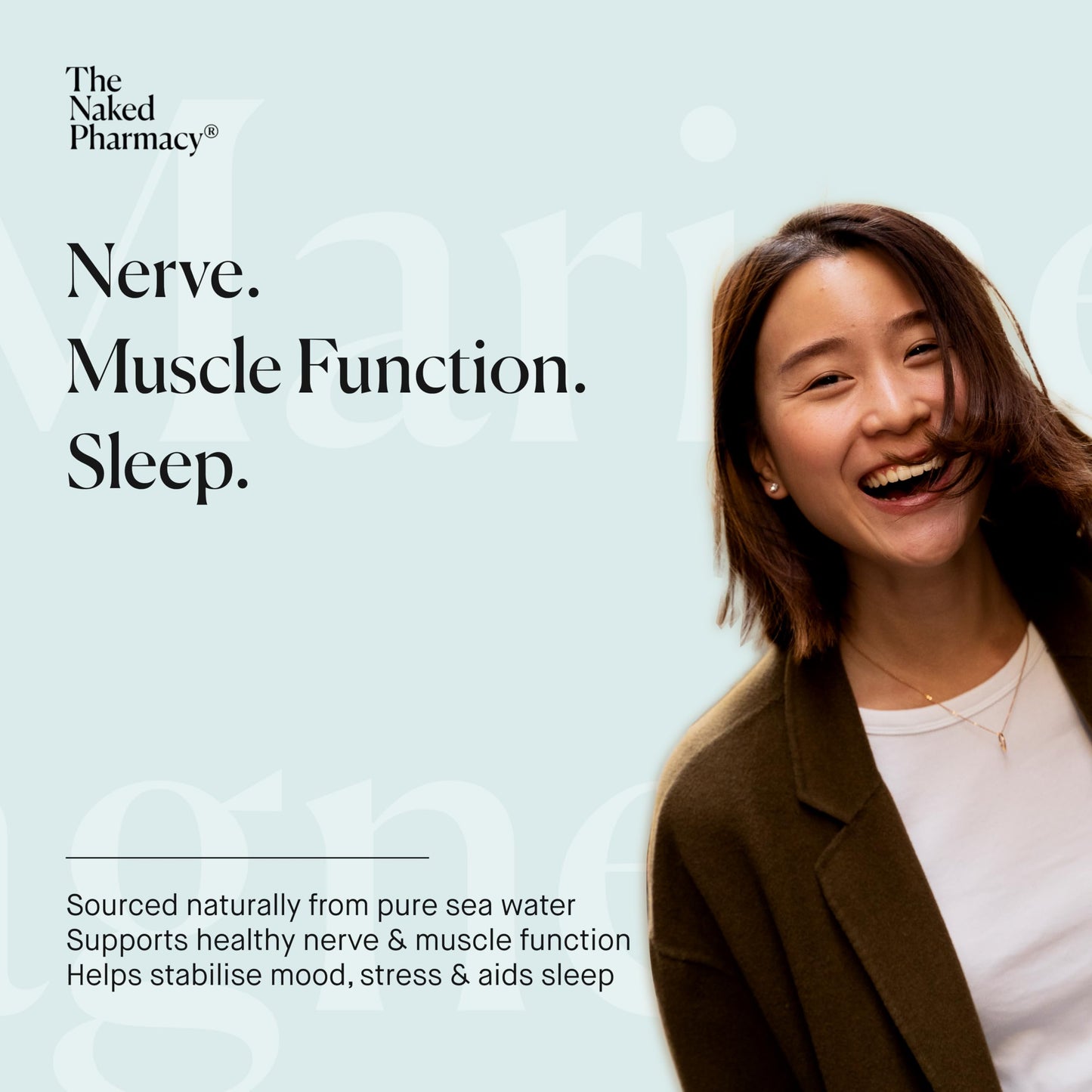 The Naked Pharmacy | Marine Magnesium | Promotes Better Sleep | for Nerve/Muscle Function | Natural Supplements with Prebiotic Baobab | High Strength | No Additives | Vegan | 60 Capsules