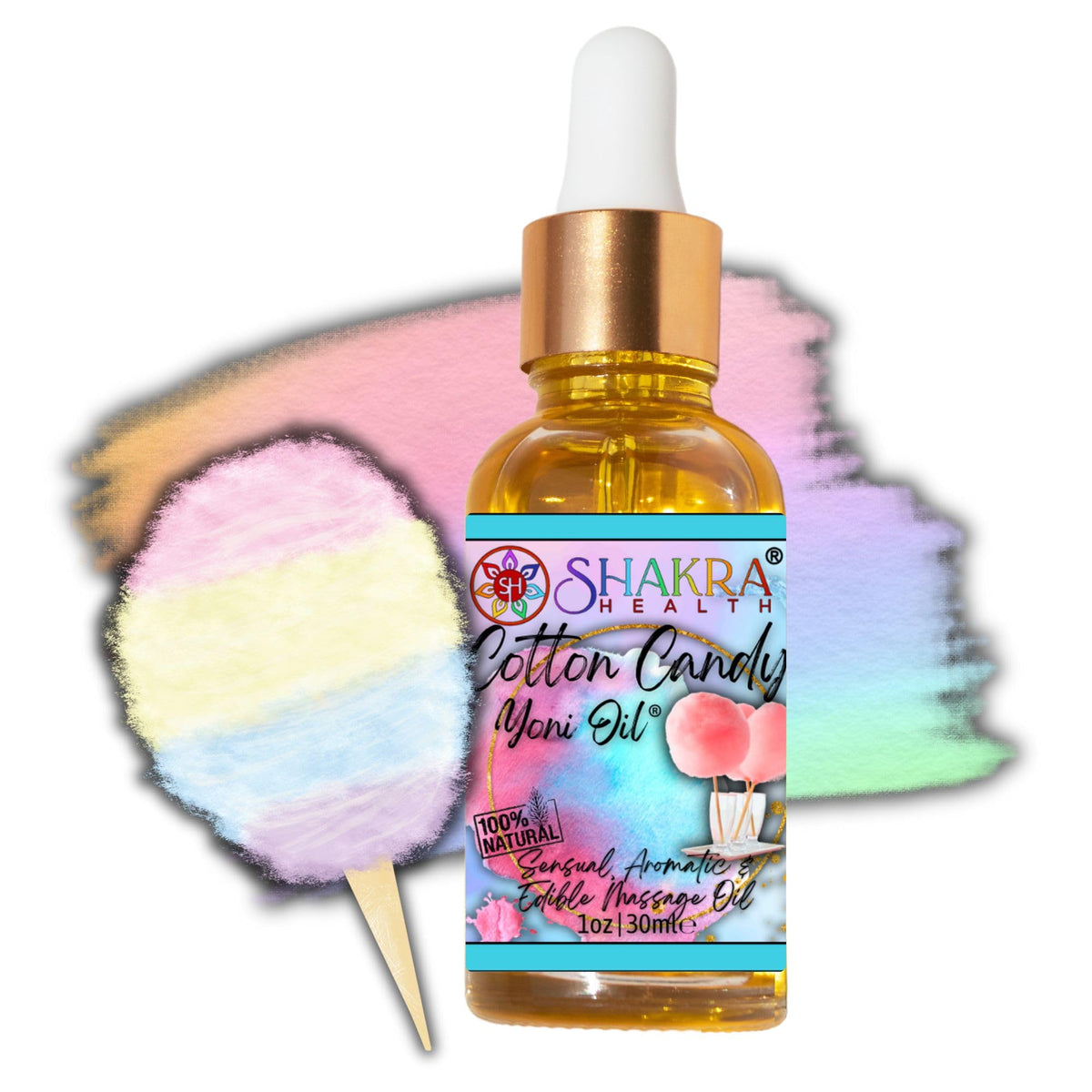 SH SHAKRA HEALTH Yoni Oil [Candy Floss] 30ml Body Massage Oil. Moisturise & Balance PH, Feminine Scent, Natural Hygeine & Fresh Smell *Organic Vegan*