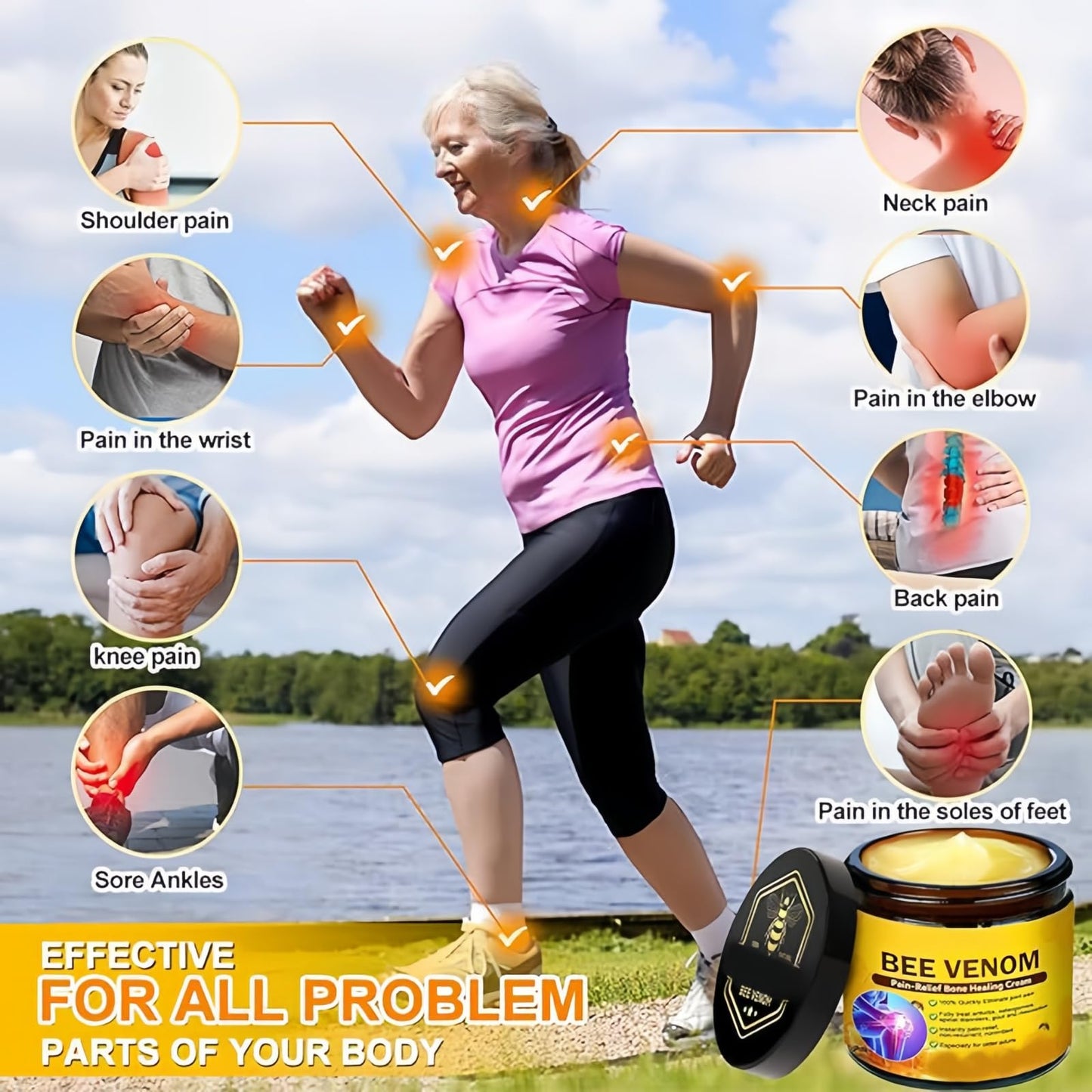 SinceReal Bee-Venom-Cream for Arthritis, Bee-Venom for Muscle and Joint Recovery, for Back, Neck, Hands, Knee