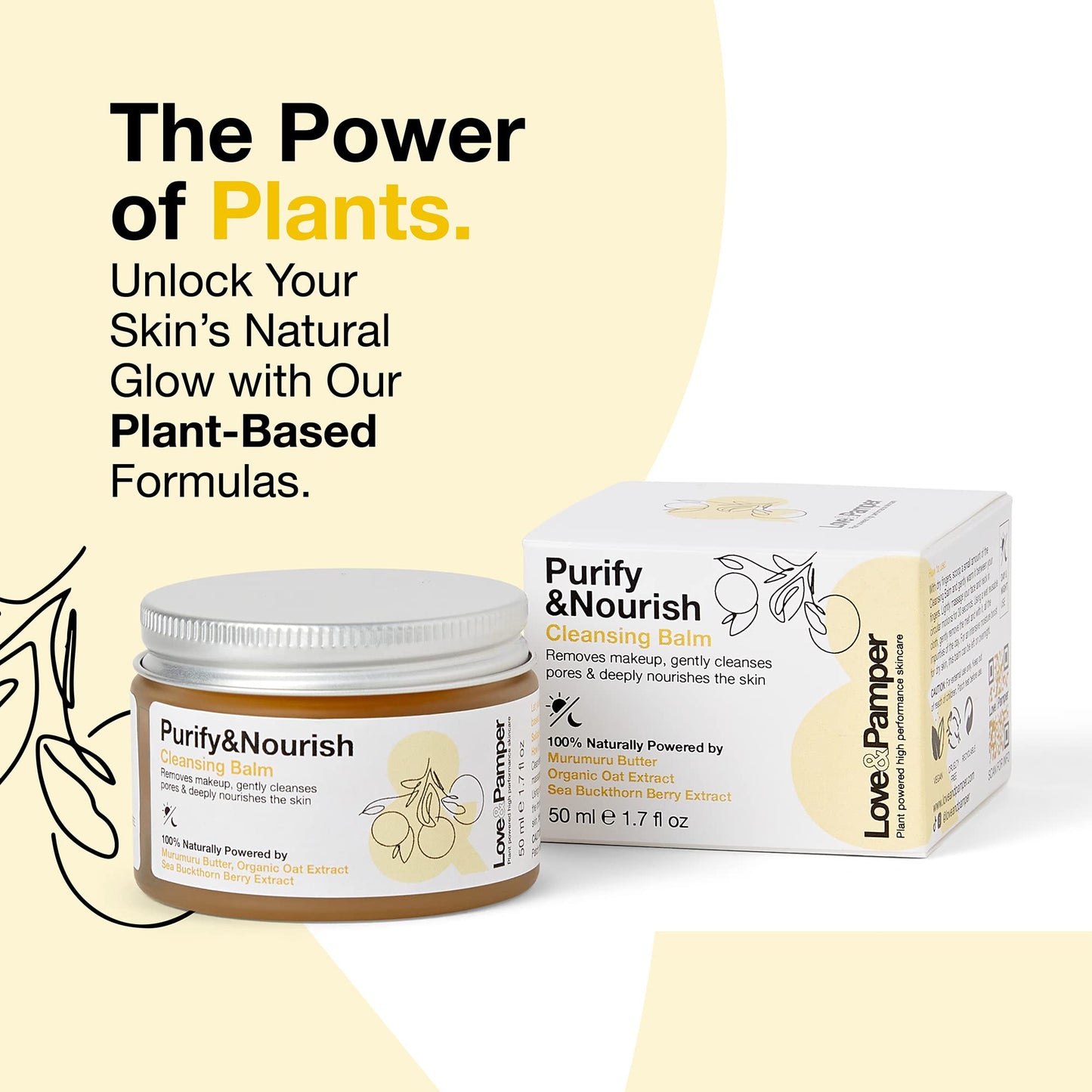 Love and Pamper Love & Pamper 100% PLANT POWERED - Daily Cleansing Balm, Natural Hydrating Makeup Remover with Vitamin E, Deeply Cleanses, Calms Redness & Removes Makeup & Impurities - Ultra Nourishing Treatment Balm