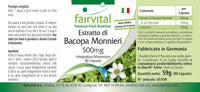 fairvital Fairvital | Bacopa Monnieri Extract 500mg, Brahmi, Vegan, Without Magnesium Stearate, 90 bacopa Capsules