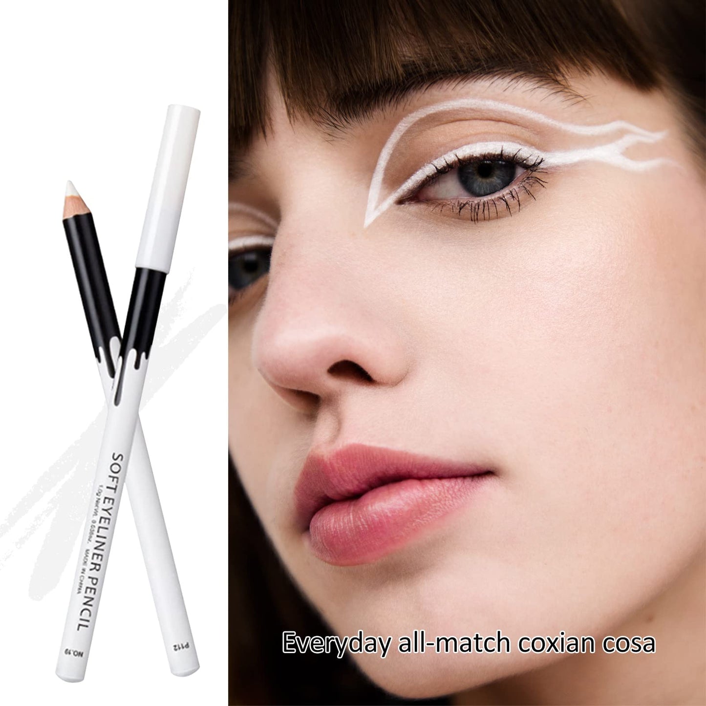 12PCS Erinde White Eyeliner Pencil, Soft Highlighter Gel Eyeliner Pencil