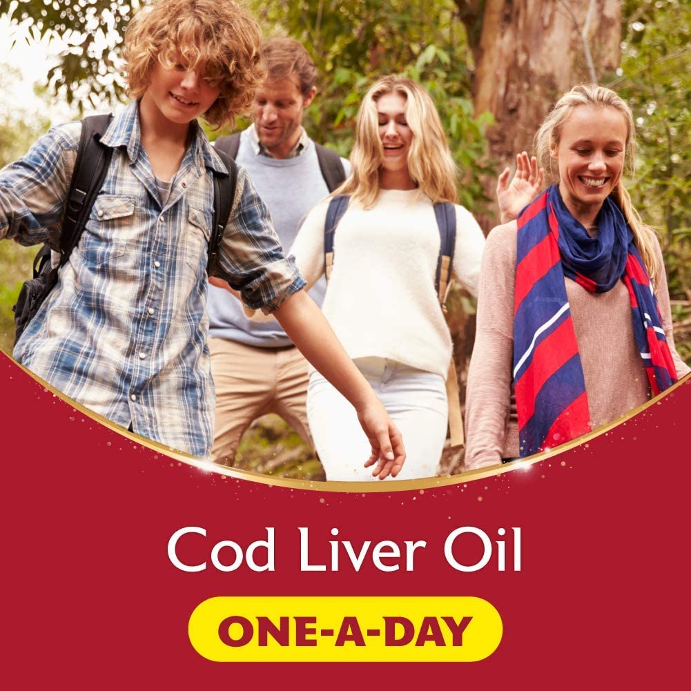 Seven Seas Cod Liver Oil Tablets With Omega-3, Fish Oil, One A Day, 4 Months Supply (120 Capsules), EPA & DHA, With High Strength Vitamin D & A
