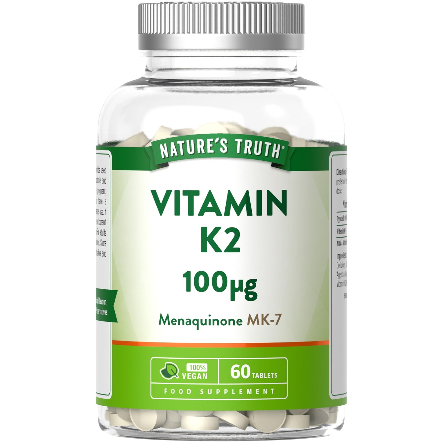 Nature's Truth Vitamin K2 MK-7 100ug | 60 Vegan Tablets | Menaquinone MK-7