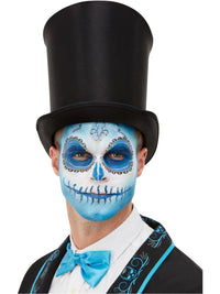 Smiffys Make-Up FX, Day Of The Dead Kit, Aqua, Blu Facepaints, Transfers, Crayon, Sponge & Applicator, Cosmetics and Disguises Fancy Dress, Halloween Dress Up Cosmetics & Disguises.