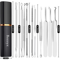 Blackhead Remover Pimple Popping Tool Kit, Boxoyx 10Pcs Professional Pimple Comedone Extractor Popper Tool Acne Removal Kit-Treatment for Pimple, Blackhead, Zit Removing, Forehead,Facial&Nose (Silver)