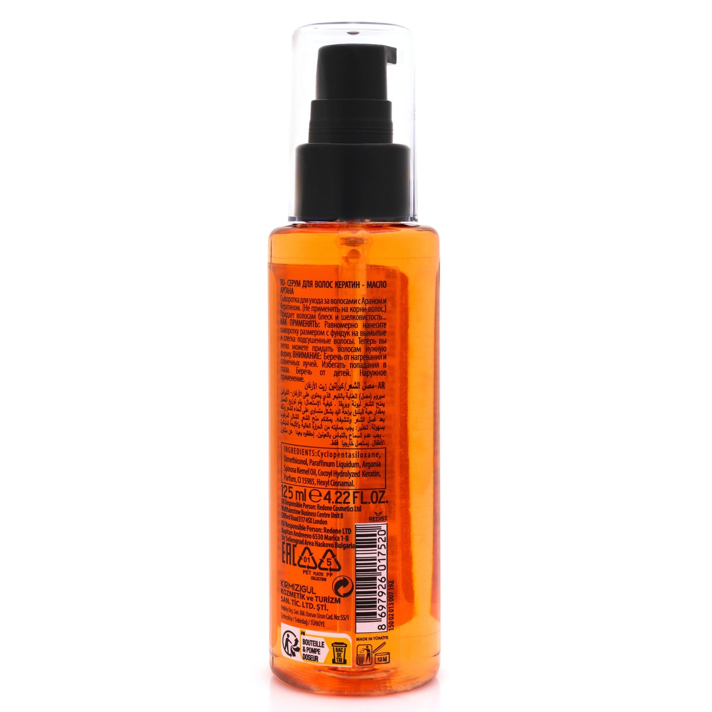 Redist Argan Oil & Keratin Hair Serum 125ml | Anti-Frizz & Split End Repair | Strengthening & Shine-Boosting Treatment for Dry, Damaged Hair | Professional Leave-In Hair Care Oil