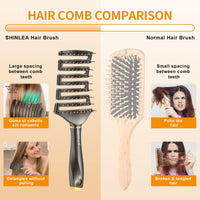 SHINLEA Detangling Hair Brush, Wet Brush Detangler for Women, Men & Kids, Anti-Tangle Vented Paddle Brushes for Wet, Dry, Straight & Curly Extension Hair, Unique Fishbone Design, Styling Tool
