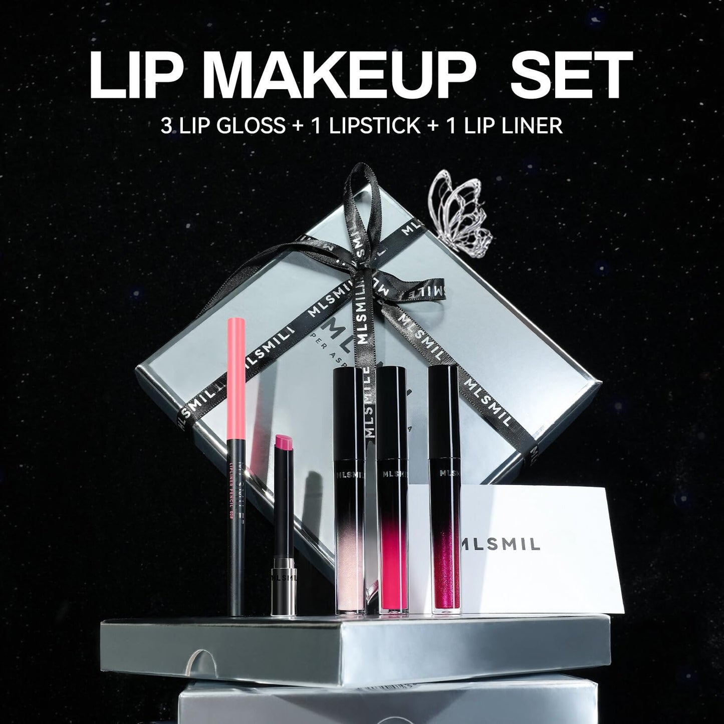 5pcs Lip Liner Lip Gloss Lipstick Set All In One Lip Kit Glitter Lip Gloss Matte Velvety Lip Liner And Lipstick Set High Pigmented Non-Stick Cup Red Lipstick And Liner Set Gift For Girls Lip Set
