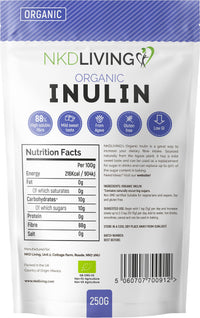 NKD Living Organic Inulin High Grade Prebiotic Fibre Powder (250g) - Fibre Prebiotic Supplement