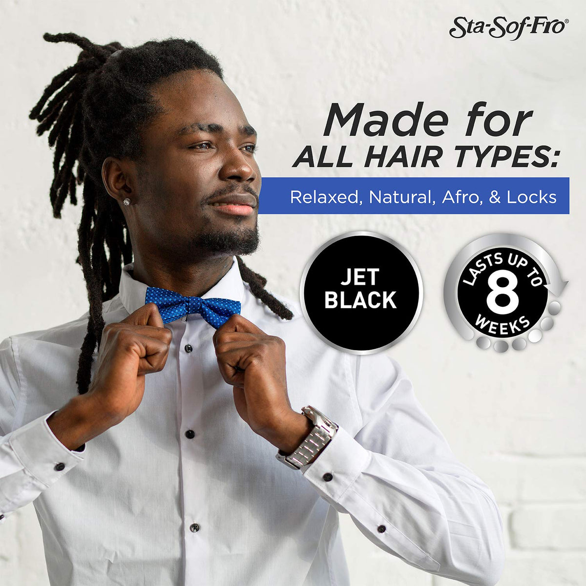 Sta-Sof-Fro Sta Sof Fro Permanent Black Hair Dye for Men - Cream Formula, Jet Black Hair Color