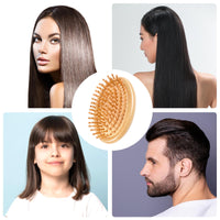 Mozeat Lens Bamboo Massage Comb,Wooden Scalp Massager Wooden Hair Brush Round Portable Bamboo Comb Anti-Static Air Cushion Hairbrush Mini Hairbrush without Handle