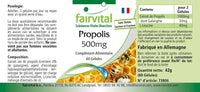 Fairvital | Bee propolis capsules - 500mg - HIGH DOSAGE - 3 x 60 capsules