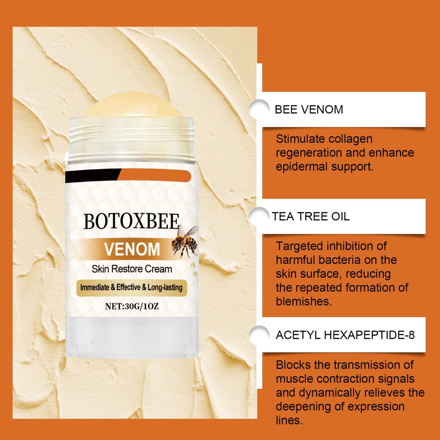 ISBEAUSOLS Bee Venom Firming Serum Stick - Flysmus Firming Serum Stick - Skin Tightening Cream For Face - Advanced F-irming & Wrinkle-Reducing Day & Night Serum - Face S-erum for All Skin Types