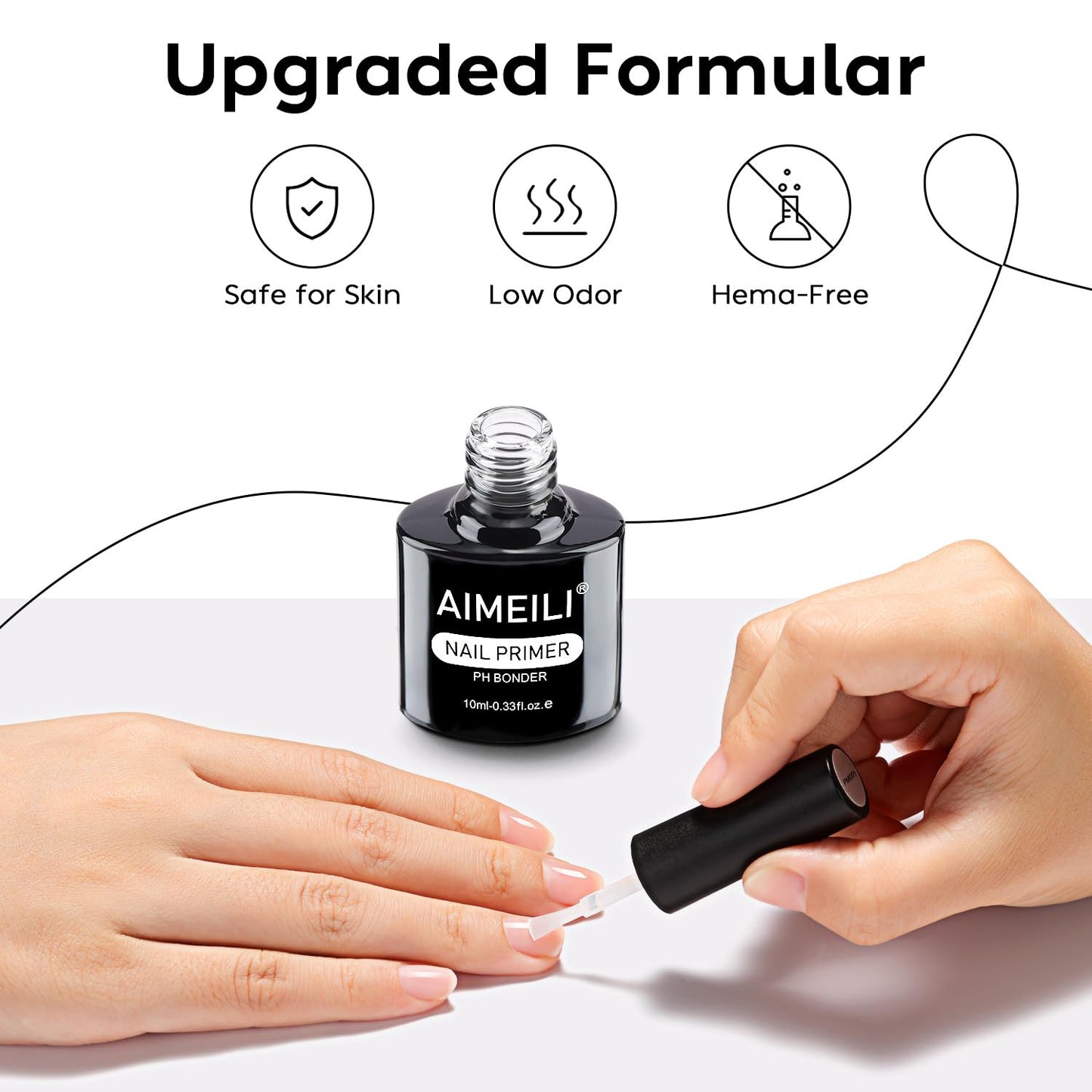 AIMEILI Nail Primer for UV Gel Nails and Acrylic Powder, 10ml No Cure Nail Prep Bonder, Strong Gel Polish Adhesion, Prevents Lifting & Peeling