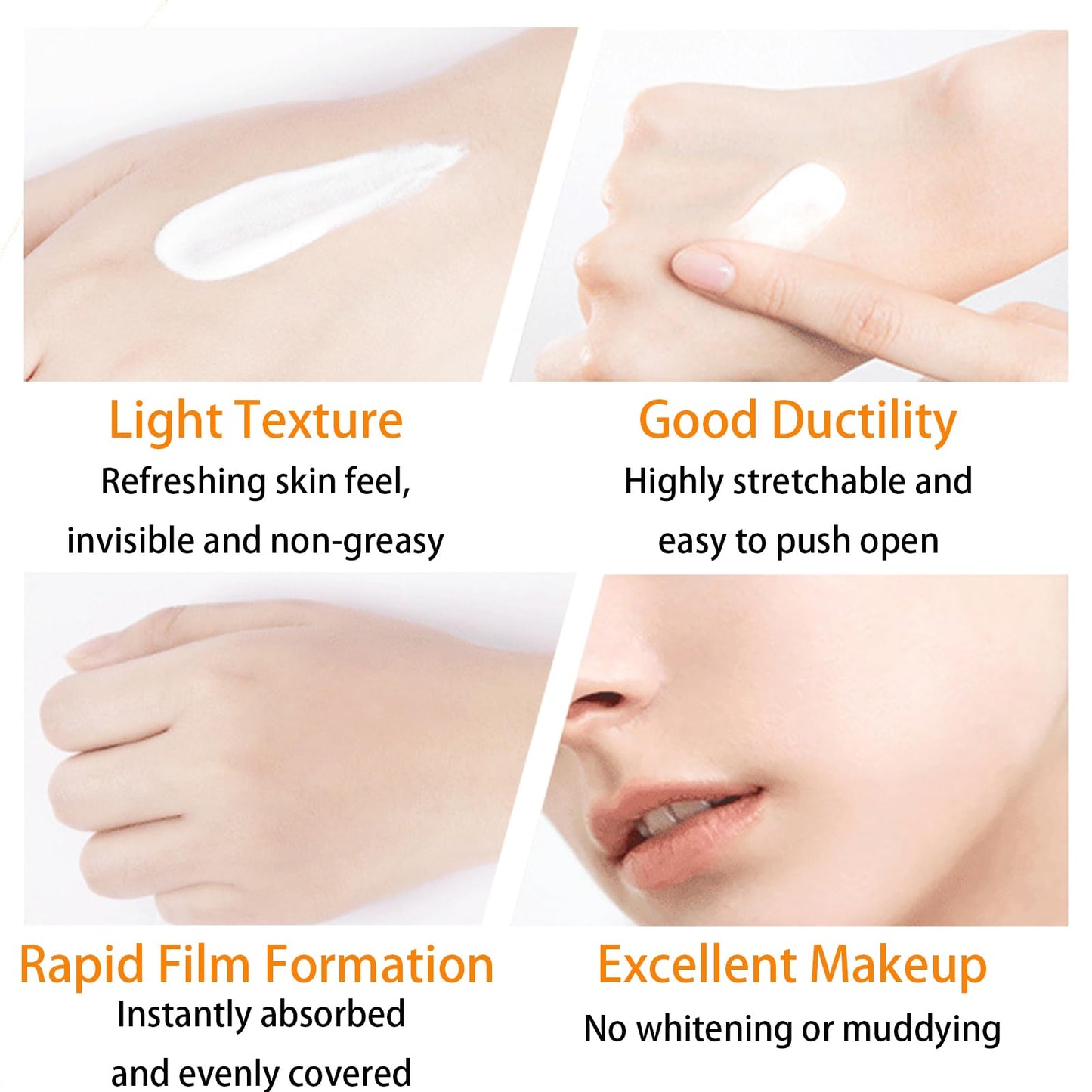 Sunscreen SPF 50+ Lightweight & Hydrating, Sun Cream Water-Resistant, SPF 50 Face Moisturiser Long-lasting Effect, Suncream Factor 50 Gentle Lotion No White Cast for All Skin Types