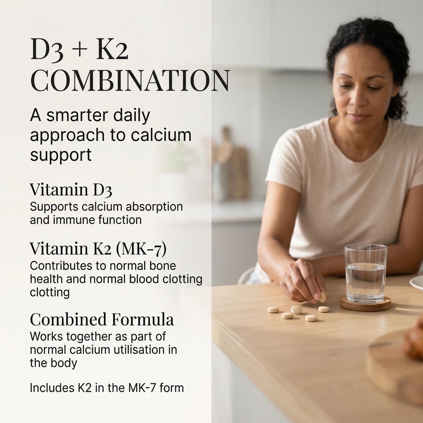 Sky Premium Life Vitamin D3 2200 IU (55µg) with Vitamin K2 MK7 (45µg) – Immune System, Bones, Teeth & Muscle Support – 1-A-Day Easy Swallow Tablets – 120 Tablets (4 Month Supply) – Halal & GMP Quality