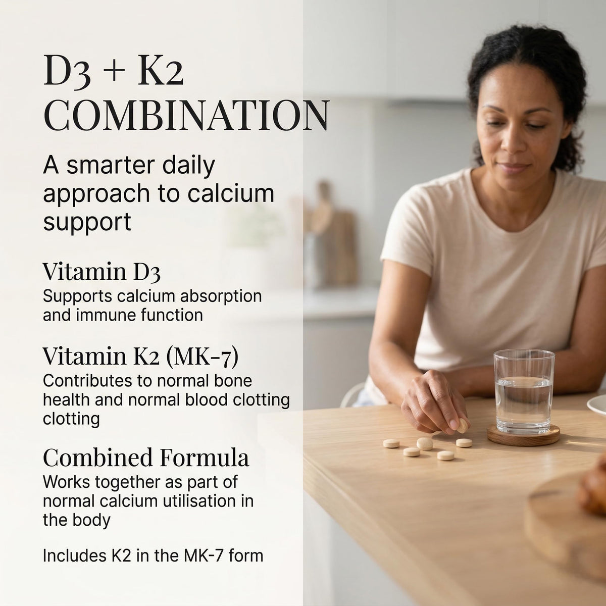 Sky Premium Life Vitamin D3 2200 IU (55µg) with Vitamin K2 MK7 (45µg) – Immune System, Bones, Teeth & Muscle Support – 1-A-Day Easy Swallow Tablets – 60 Tablets (2 Month Supply) – Halal & GMP Quality