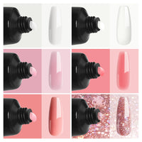 phoenixy Phoenixy Poly Nail Gel Kit, 6 Colour Poly Nail Gels Set 15ML Clear Nude Pink Builder Nails Gel Nail Extension Basic Gifts Kits for Women