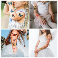 TOYMIS 100pcs Temporary Butterfly Tattoos, Colorful Small Butterfly Flowers Tattoo Stickers Waterproof Cute Small Tattoos for Adults Kids Face Body Birthday Party Carnival