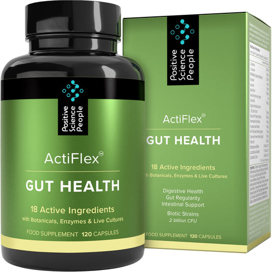 Positive Science People Gut Health Capsules | 18 Nutrients | Digestive Enzyme Supplements | Probiotics Prebiotics Bio Cultures | Milk Thistle, Liquorice Root, Slippery Elm, Easy Digest, Restore Gut | Vegan
