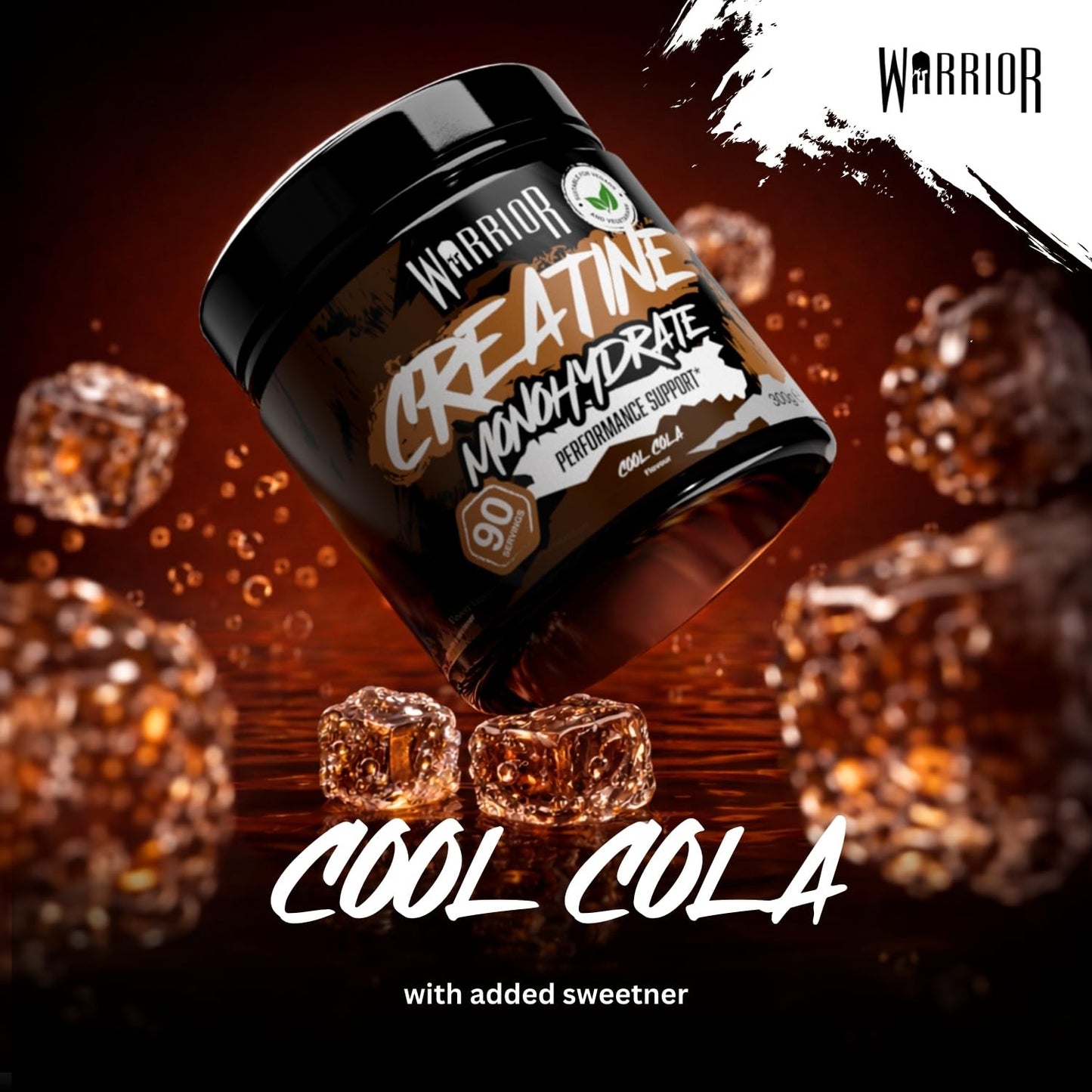 Warrior Flavoured Creatine Monohydrate Powder 300g (90 Servings) – Creatine Powder Drink, Creatine for Performance, Strength & Recovery (Not Creatine Gummies or Tablets) – Cool Cola