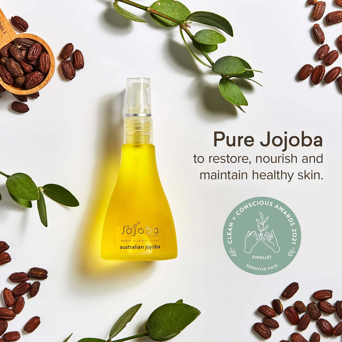 The Jojoba Company Pure Australian Jojoba Oil, Cold Pressed Australian Jojoba with Vitamin A, D, and E, Deeply Moisturising Face Oil, Jojoba Oil for Hair and Body, Gentle For All Skin Types 85ml