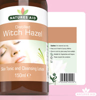 Natures Aid Distilled Witch Hazel 150ml - Natural Skin Care - Gentle Astringent Hydrates & Cleanses, Soothes Irritation - Promotes Healthy Skin Tone - Vegan, Gluten Free, Non-GMO - Anti-inflammatory