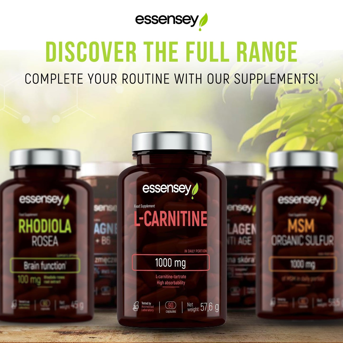 ESSENSEY Essensey L-Carnitine 1000mg - 90 Capsules | High Absorption Form | Ideal for Vegetarians High Strength L Carnitine Supplement