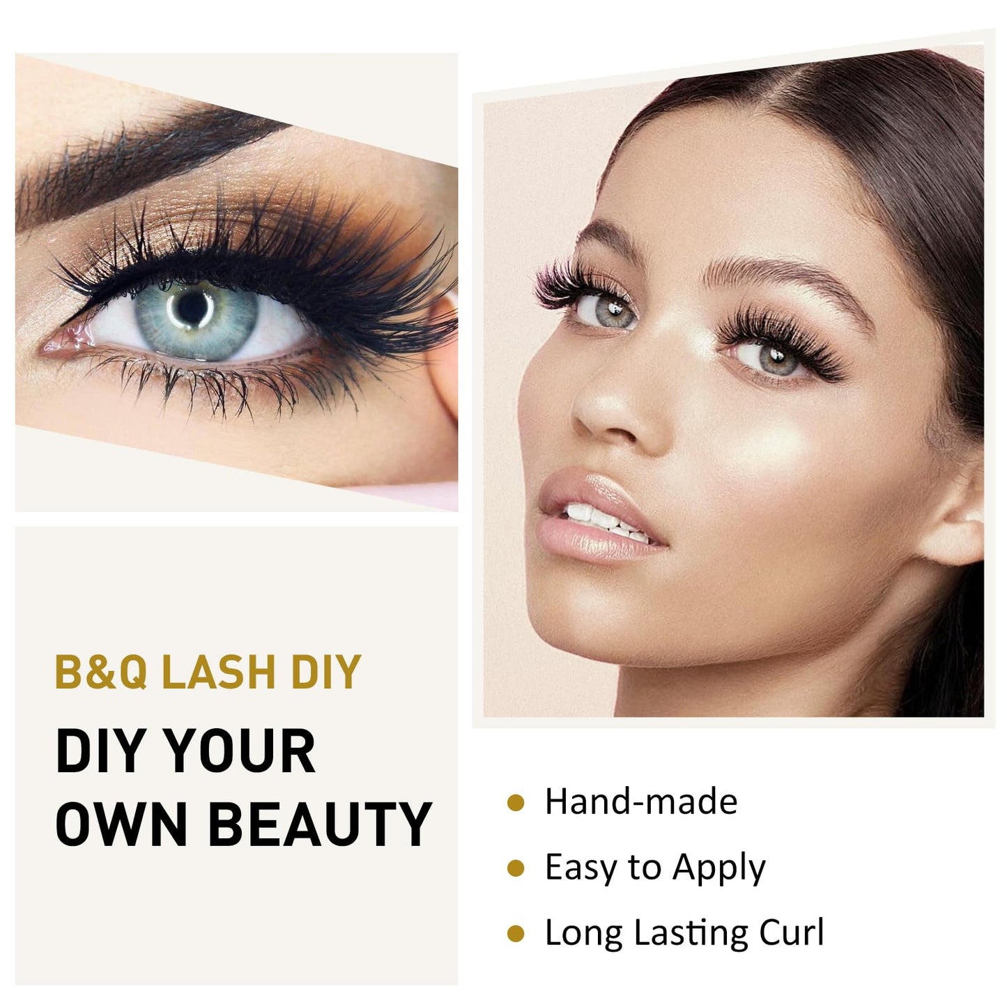 B&Qaugen Cluster Lashes B06 Mixed Tray 72 Clusters B&Q Lash Clusters C D Curl Individual Cluster Lashes Mega Volume Eyelash Clusters DIY Lash Extensions Soft Fluffy Cluster Eyelash Extensions(B06,D-8-16mix)