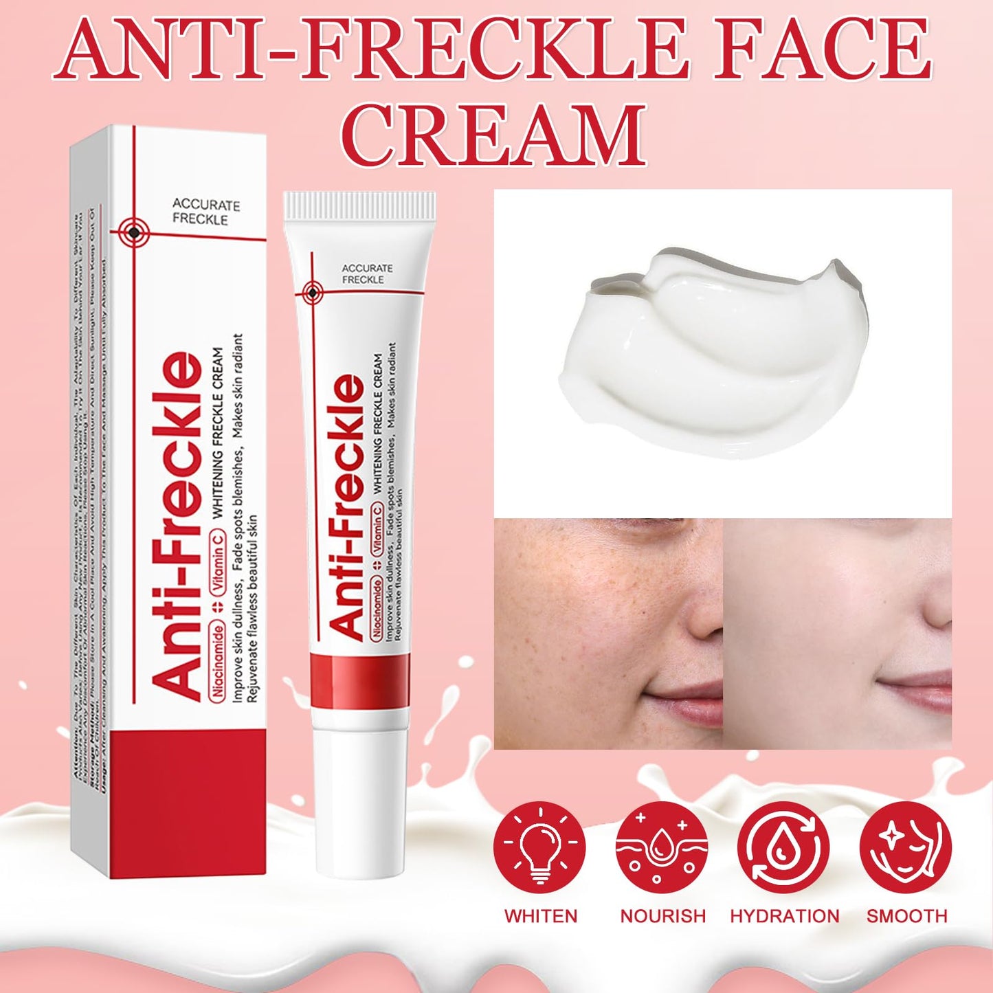 Muiefe 2Pcs Freckle Removal Cream, Dark Spot Remover for Face and Body, Dark Spot Corrector Cream with Vitamin C, E & Niacinamide, Fade Spots Blemishes, Reduces Hyperpigmentation, Improves Skin Tone
