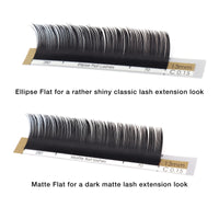 LASHVIEW Eyelash Extension,Ellipse Flat Eyelash Extensions,Individual Lashes,0.15mm D+ Curl 8-15mm,Lash Extension,Semi-Permanent,Extremely Light & Soft,Professional Salon Use.