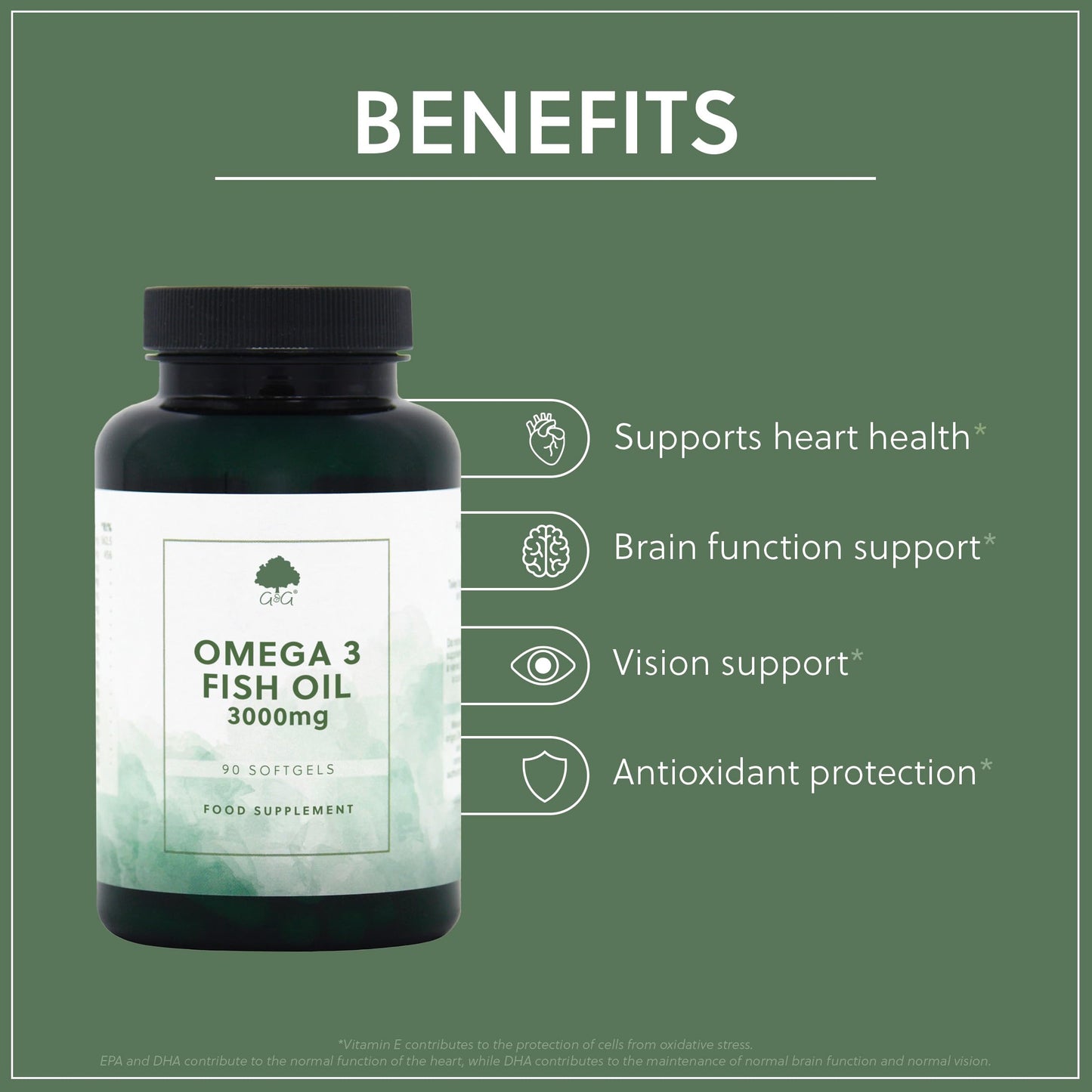 Omega 3 Fish Oil - 3000mg of Fish Oil per 3 Softgel Dose - 90 Softgels -| Source of EPA and DHA Omega 3 - Non-GMO, Made in The UK - G&G Vitamins