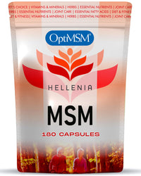 Hellenia MSM Capsules Using Branded OptiMSM - 180 Capsules | 100% Pure Methyl Sulphonyl Methane | The Purest, Most Researched MSM, No Additives & Non-GMO | Suitable for Vegans