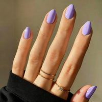SXVME Pastel Lavender Purple Press On Nails Short Oval, Glossy Short False Nails Almond, Salon Quality Manicure, Reusable Soft Gel Fake Nails for Women Everyday Wear, 24 Pcs