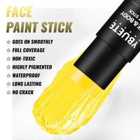 YBUETE Yellow Oil Based Face Body Paint Stick, Non-toxic Full-coverage Face Painting for Halloween Lion Tiger Minions Stage Zombie Cosplay SFX Makeup, Waterproof Cream Yellow Body Painting for Adults