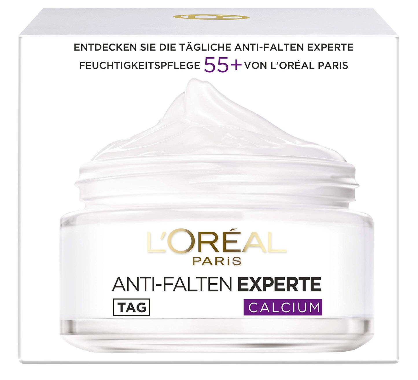 L'Oreal Paris L'Oréal Paris Moisturiser for the Face, Moisturising Anti-Ageing Day Cream with Calcium to Reduce Wrinkles, Anti-Wrinkle Expert 55+, 1 x 50 ml