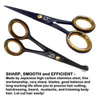 CT Createch Tools CT 4.5" Small Hair Scissors Set - Moustache & Beard Trimming for Men, Precise Facial Ear Nose Pubic Haircutting Round Tip Scissors for Baby Kids
