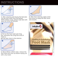 Infinitive Beauty Exfoliating Foot Mask Peeling Feet Masks Pair, Exfoliator, Exfoliater, Exfoliating Scrub, Whitening and Moisturiser, Clear Foot Odour, Remove Hard Dead Skin, Soft Feet, Cleanser, 7 Days Effective