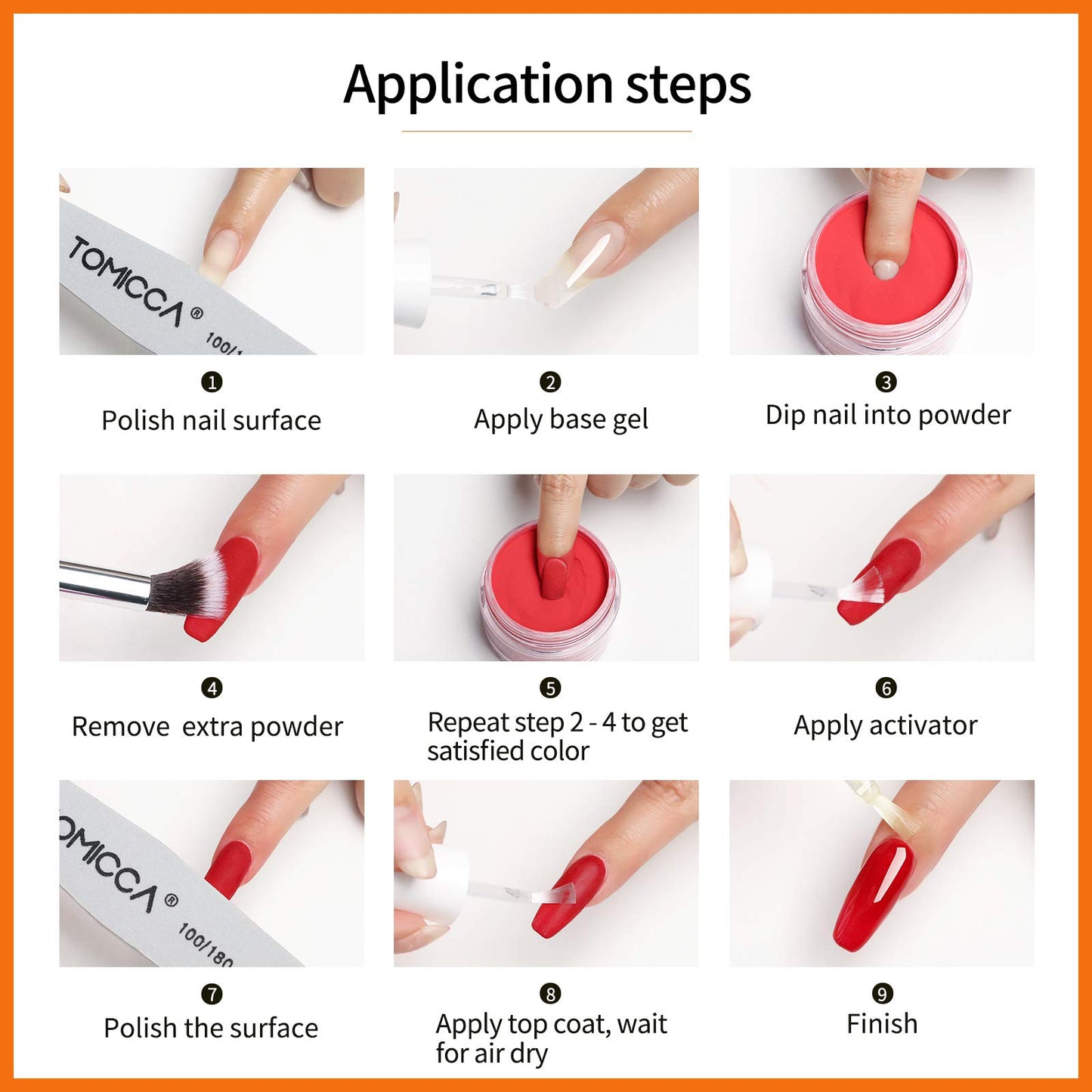 TOMICCA Dipping Top & Base Coat and Activator Large Capacity Liquid Set 2x15ml Dip Powder System Starter Kit No UV/LED Dip Manicure Set of Liquids for Dipping Powder Nail Polish