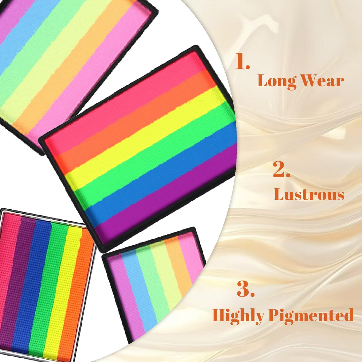 Mikloven Rainbow Face Paint Kit, 6 Vibrant Colors, Water-Soluble Body & Face Makeup for Theatre, Carnival, Cosplay, Hypoallergenic Quick-Dry Formula, Easy to Wash Off, 50g